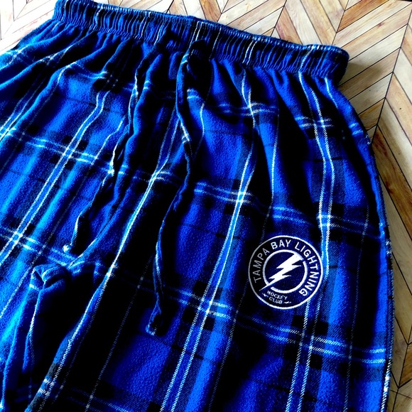 NHL Tampa Bay Lightning Men’s Pajama Pants/Sleepwear Blue Plaid Size Medium - Picture 1 of 6